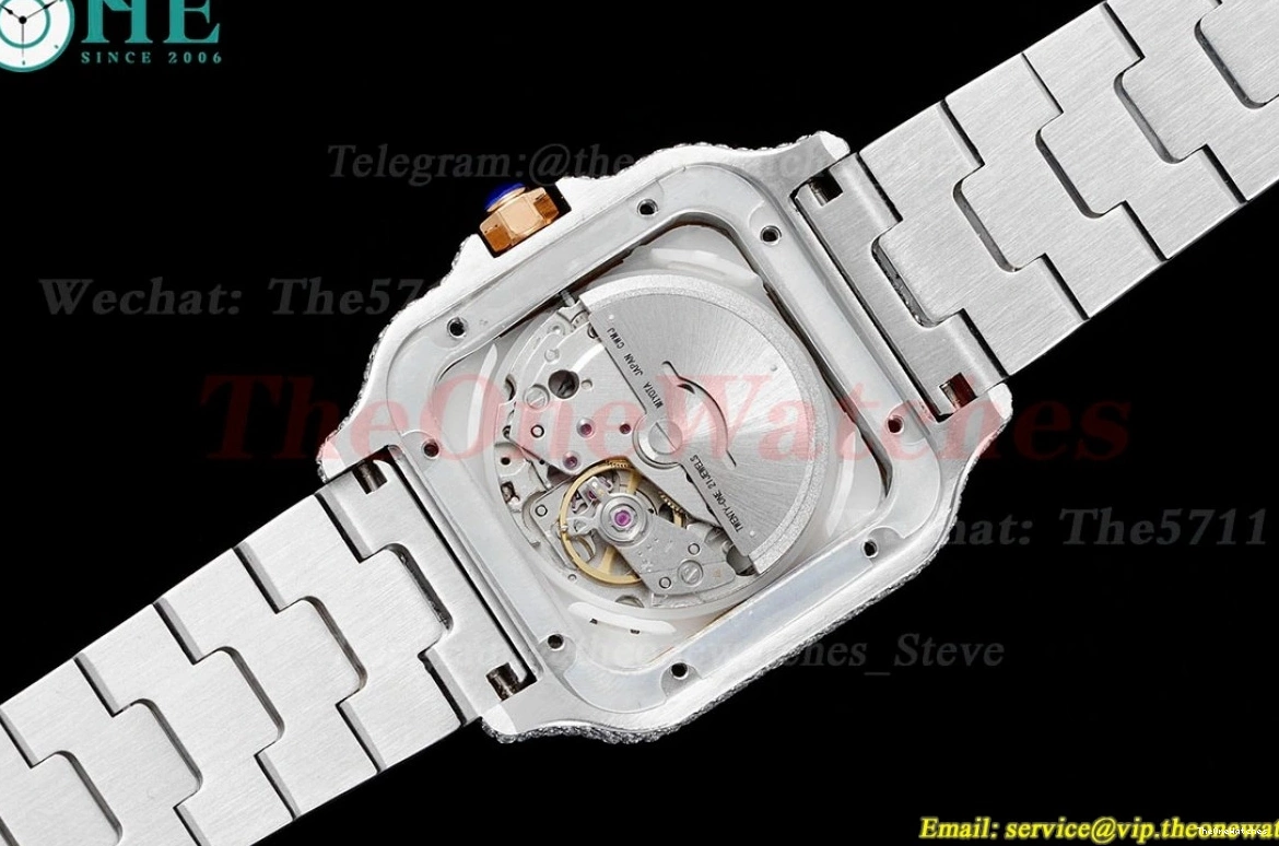 SS Silver MY9015 Santos Dial XL AMG Mens 40mm SS 100 RG 1202